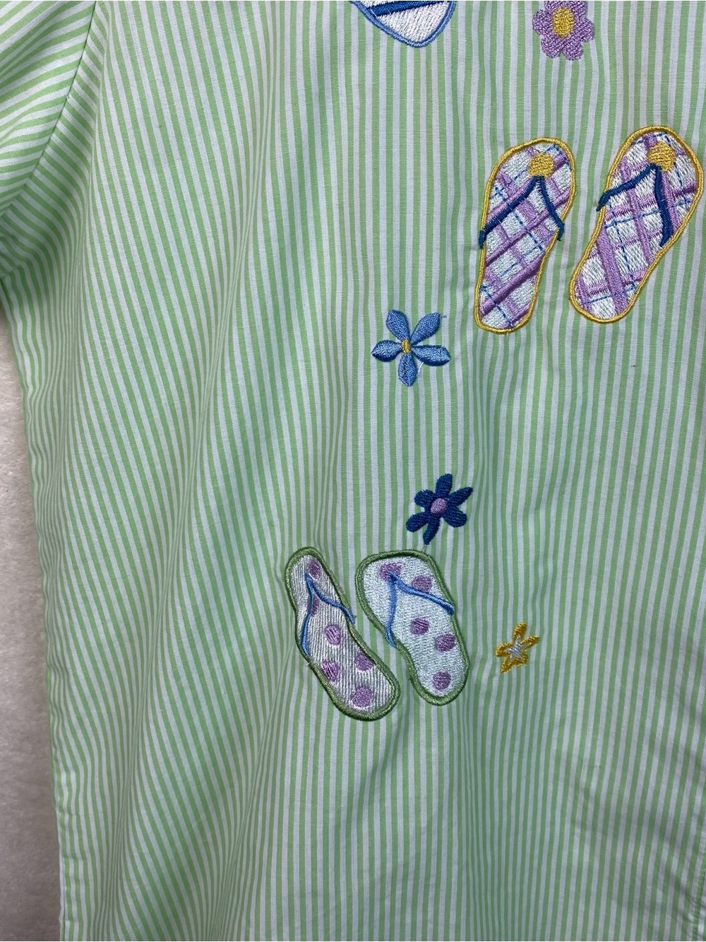 Breckenridge Plus 1X Green 3/4 Sleeve Button Down Shirt Flip Flop Embroidered - Picture 5 of 14